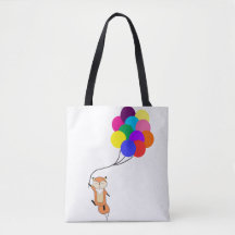Cute Fox with Balloons Tote Bag