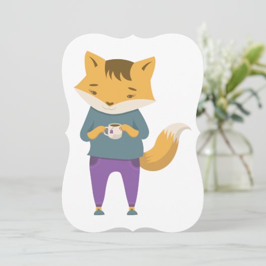 Cute fox with cup of tea (Standing Front)