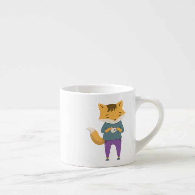 Cute fox with cup of tea (Right)