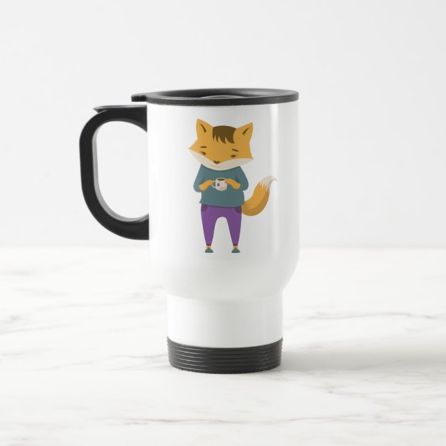 Cute fox with cup of tea (Left)