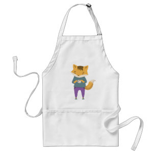 Cute fox with cup of tea adult apron