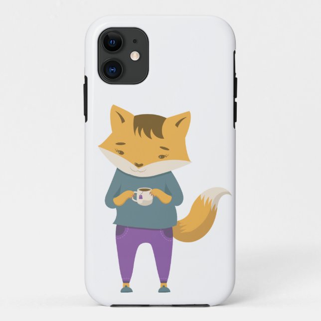 Cute fox with cup of tea Case-Mate iPhone case (Back)