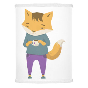 Cute fox with cup of tea lamp shade