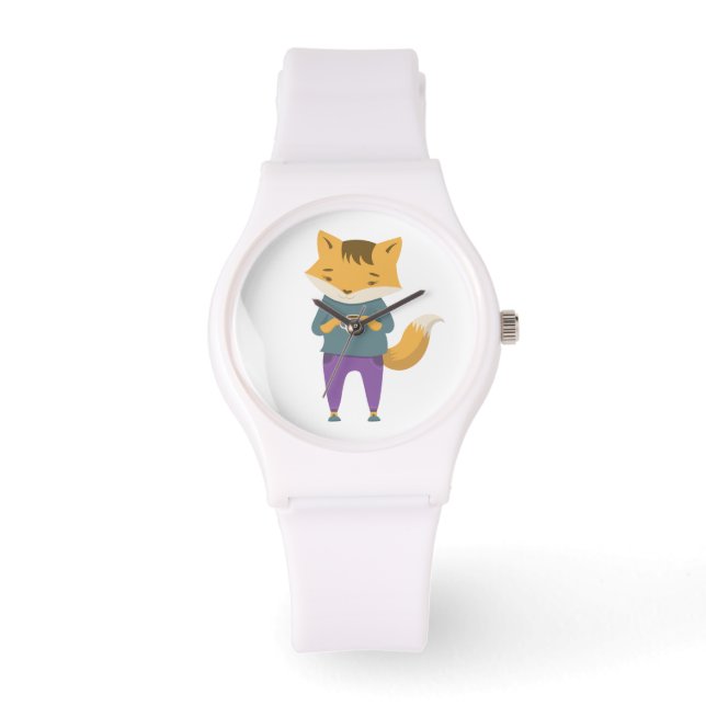 Cute fox with cup of tea watch (Front)