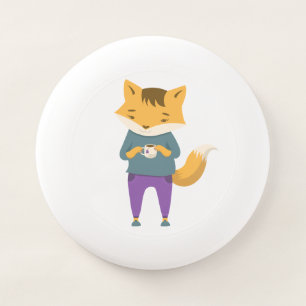 Cute fox with cup of tea Wham-O frisbee