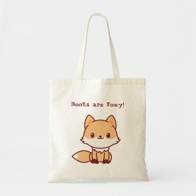 Cute Fox with Custom Text Tote Bag (Front)