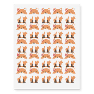 Cute Fox with Flower Design Temporary Tattoos