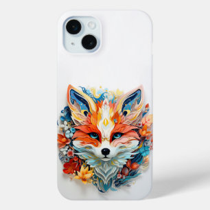 Cute Fox with flowers Paper Cutout iPhone 15 Plus Case