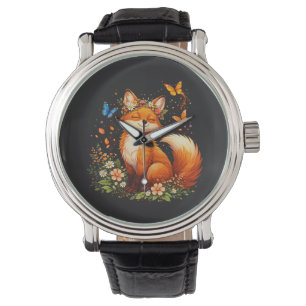 Cute Fox With Flowers Watch