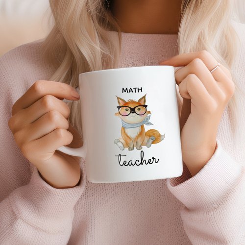 Cute Fox with Glasses Math Teacher Custom Two_Tone Coffee Mug