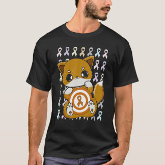 Cute Fox With Orange Ribbon For Leukemia Awareness T-Shirt