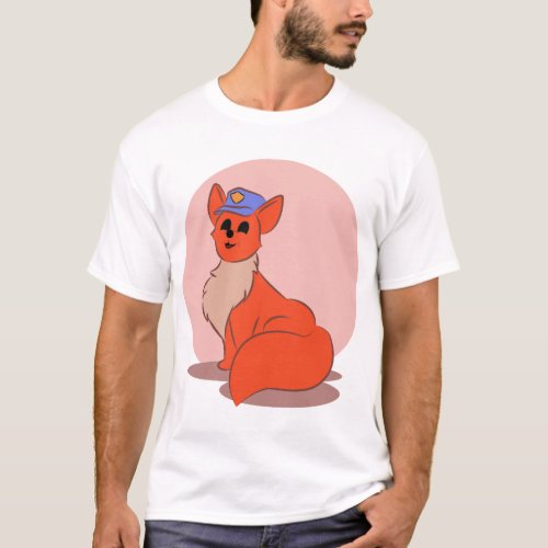 Cute_fox_with_police_hat_23715995_1007 T_Shirt