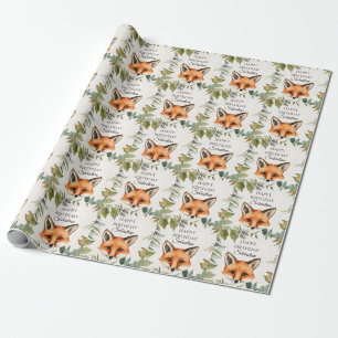 Cute Fox Woodland Animal Birthday Party Wrapping Paper