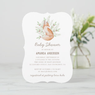 Cute fox. Woodland animal neutral baby shower Invitation