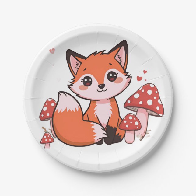 Cute Fox Woodland Animal Party Design  Paper Plates (Front)