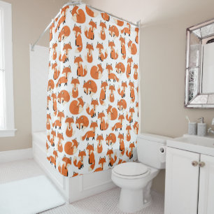 Cute Fox Woodland Autumn Forest Pattern Shower Curtain