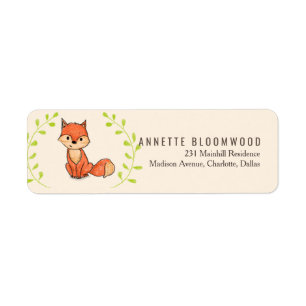 Cute Fox Woodland Baby Shower Label