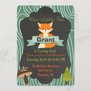 Cute Fox Woodland birthday party invitation