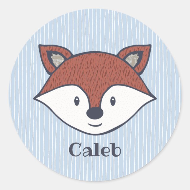 Cute Fox Woodland Theme Personalized Sticker (Front)