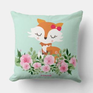 cute fox woodland Throw Pillow 20" x 20"