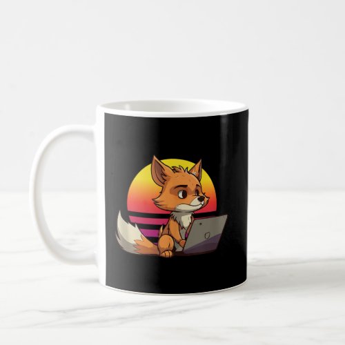 Cute Fox Working Retro Computer Forest Animal Tank Coffee Mug