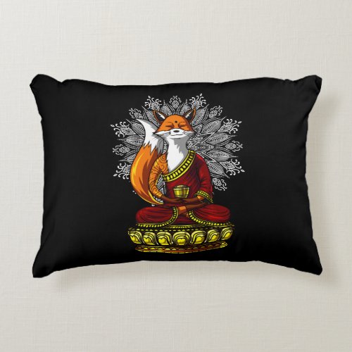 Cute Fox Yoga Zen Meditation Buddha Animal Accent Pillow