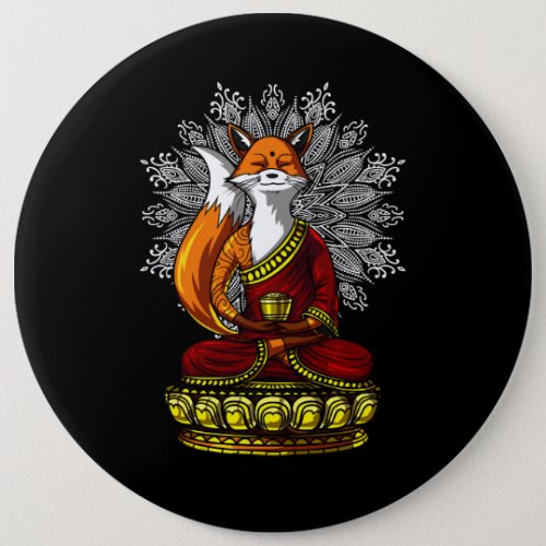 Cute Fox Yoga Zen Meditation Buddha Animal Button