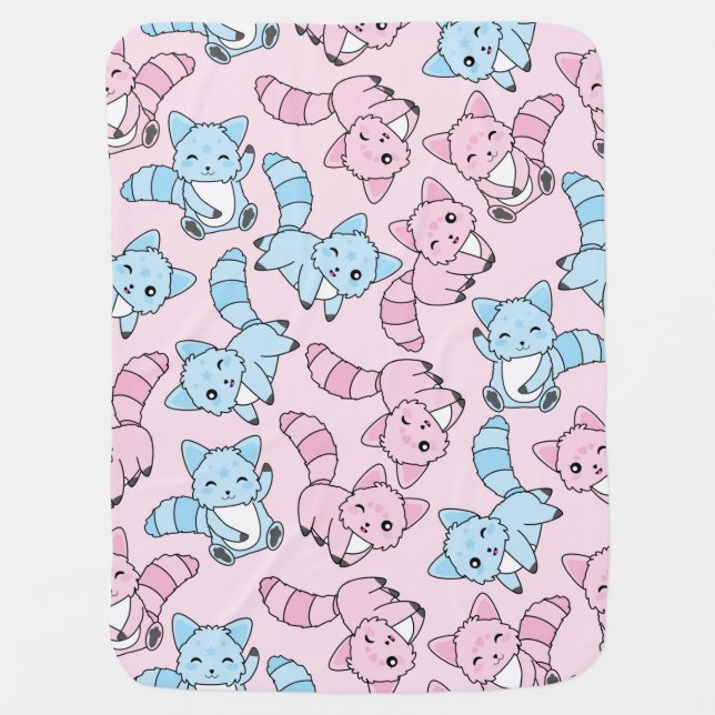 Cute Foxes Baby Blanket (Front)