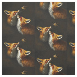 Cute Foxes & Bird Wildlife Animal Nature Art Fabric