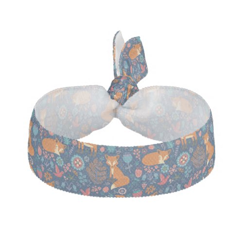 Cute Foxes Birds And retro Flowers Pattern Elastic Hair Tie