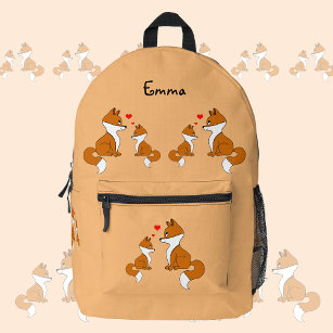 Cute foxes, custom kids  printed backpack