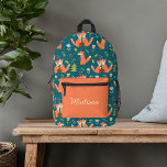 Cute Foxes Custom Name Printed Backpack<br><div class="desc">This cute backpack can be customized in any way you like!</div>