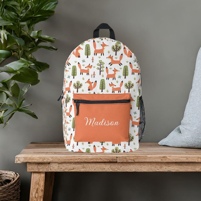 Cute Foxes Custom Name Printed Backpack (Creator Uploaded)