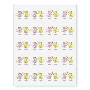 Cute foxes in love cartoon girl temporary tattoos