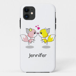 Cute foxes in love cartoon girls iPhone 11 case