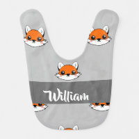 Cute foxes pattern on gray baby bib