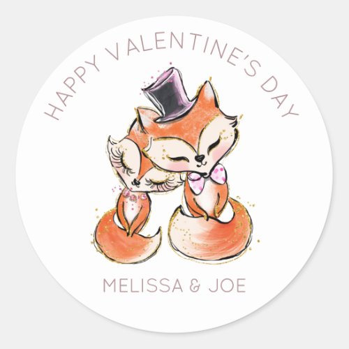 cute foxes valentines day monogram Sticker