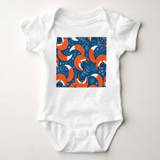 Cute Foxes: Vintage Animal Pattern Baby Bodysuit
