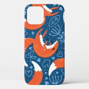 Cute Foxes: Vintage Animal Pattern iPhone 12 Case