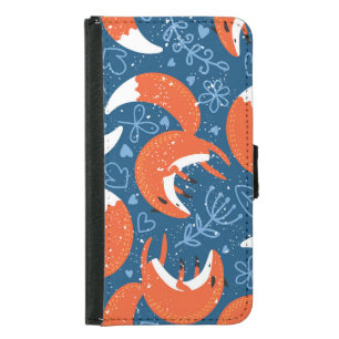 Cute Foxes: Vintage Animal Pattern Samsung Galaxy S5 Wallet Case