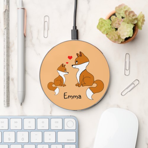 Cute foxes   wireless charger 
