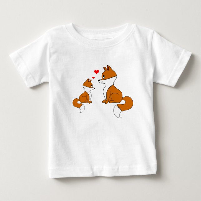 Cute foxes with hearts, hand drawn  baby T-Shirt (Front)