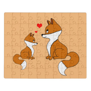 Cute foxes with hearts, hand drawn  jigsaw puzzle