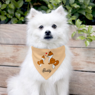Cute foxes with hearts, hand drawn, personalized pet bandana collar