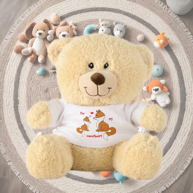 Cute foxes with hearts, hand drawn  teddy bear (Creator Uploaded)