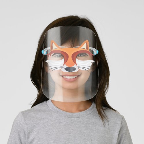 Cute Foxy Animal Red Fox Cartoon Character Kids Face Shield