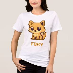 Cute Foxy Pixel Art T-Shirt Design Tri-Blend Shirt