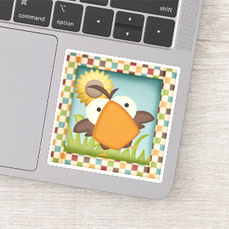 Cute Framed Bird Cartoon Die Cut Sticker Decal