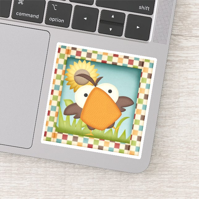 Cute Framed Bird Cartoon Die Cut Sticker Decal (Detail)