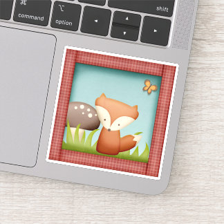 Cute Framed Fox Cartoon Die Cut Sticker Decal